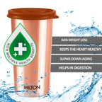 MILTON Copper Drinking Water Tumbler with Lid, Set of 4, 480 ml Each, Copper | 100% Leak Proof | Office | Gym | Yoga | Home | Kitchen | Hiking | Treking | Travel Tumbler