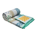 BLOCKS OF INDIA 100% Cotton Dohar King Size Reversible Hand Block Printed Malmal Summer Dohar/Blanket (Blue Ikat)| TC - 300 Kafalo