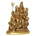 ARTVARKO™ Brass Lord Shiva Parvati Kartikeya and Ganesha Murti Shiv Family Parivar with Shivling Nandi Idol 7.5 Inch.