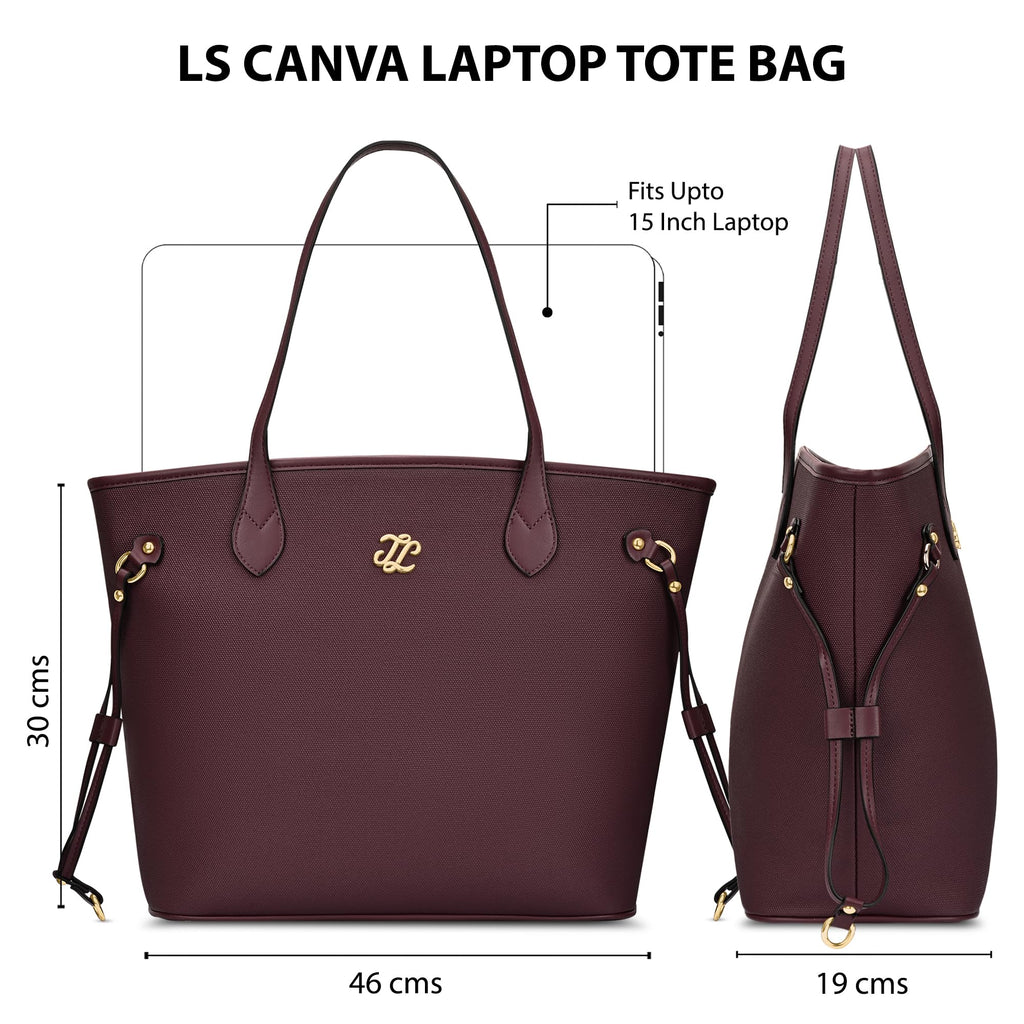 Lavie Signature Women's Canva 15 Inch Laptop Tote Handbag | Tote Bag for Work | Ladies purse | Stylish Shoulder Bag | Gift for Women