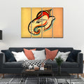 VIBECRAFTS 4 Pieces Ganesha Head Abstract Art Canvas Wall Painting Fitted With Wooden Frame For Home | Office | Living Room | Gift(PTVC4Pcs1_13522)