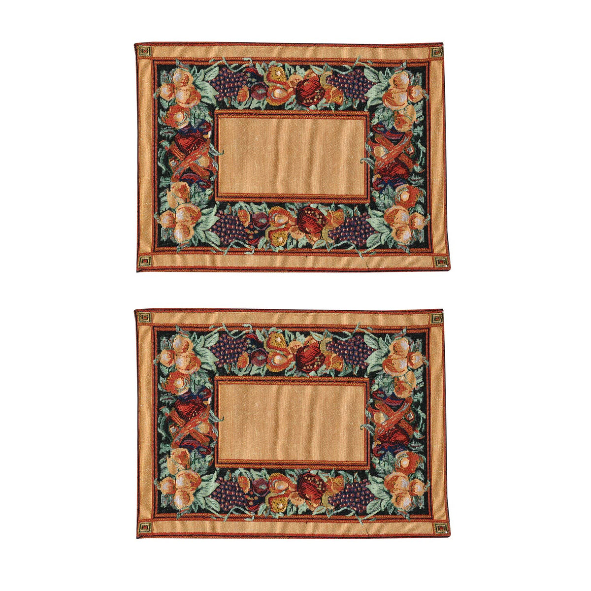 Galaxy Home Decor Dining Table 2 Table Mats ( Mat 13x18 inches ) Washable Cotton Linen Mat Jacquard Fabric, Multicolor (Vegetable Design, 2 Mats) Kafalo