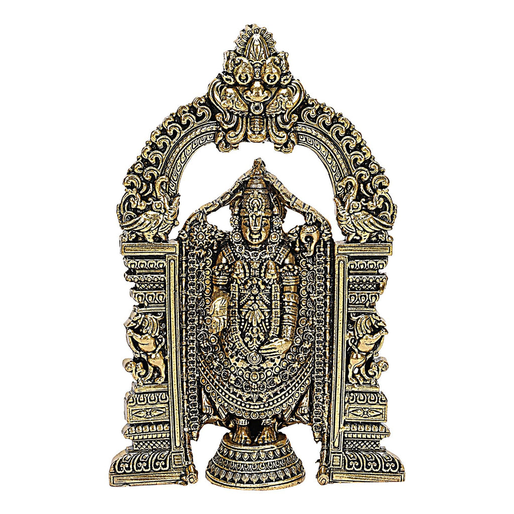 ARTVARKO Brass Tirupati Balaji Venkateshwara Murti Idol Statue Lord Srinivasa Pooja Home Office Temple Decor Gift 6 Inch