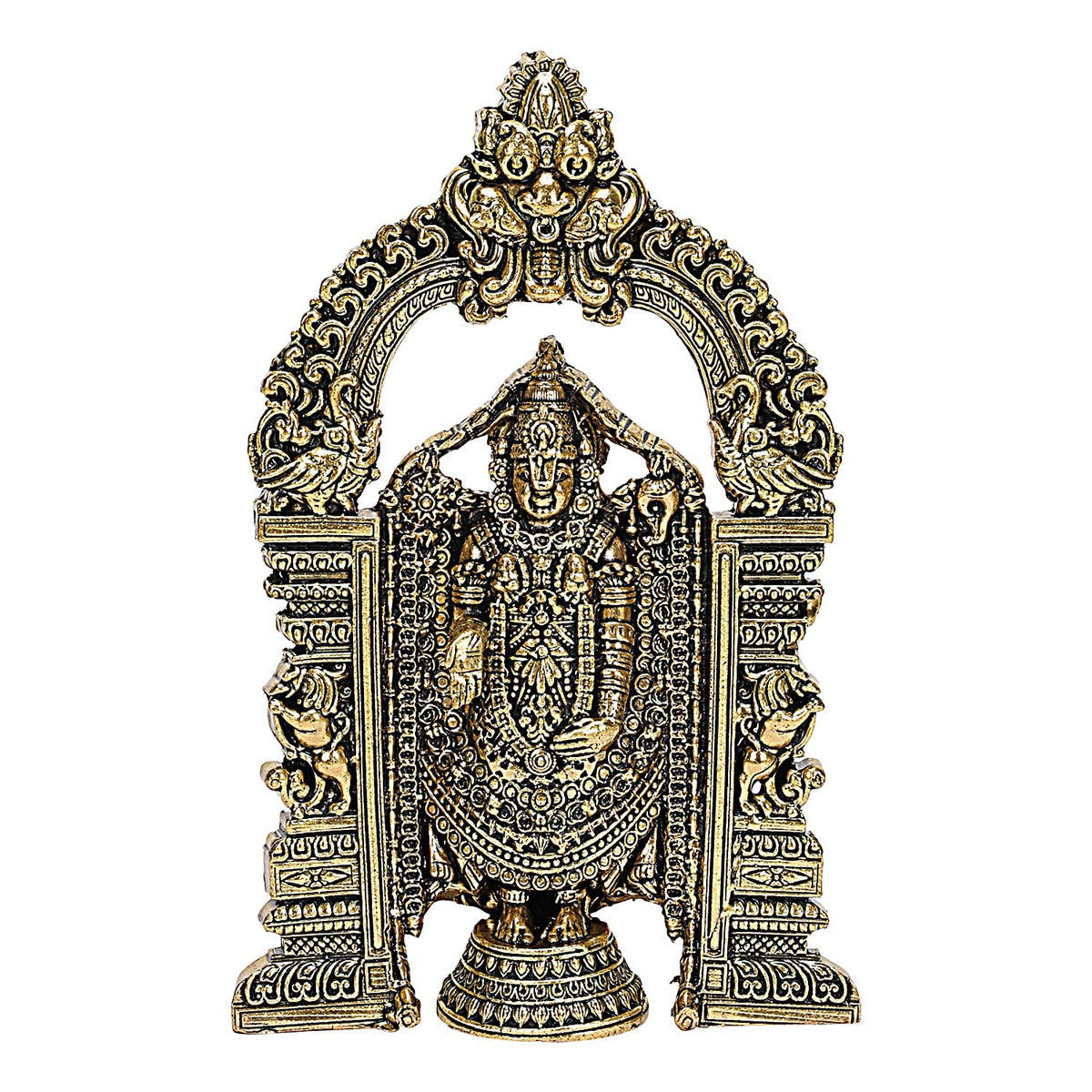 ARTVARKO Brass Tirupati Balaji Venkateshwara Murti Idol Statue Lord Srinivasa Pooja Home Office Temple Decor Gift 6 Inch