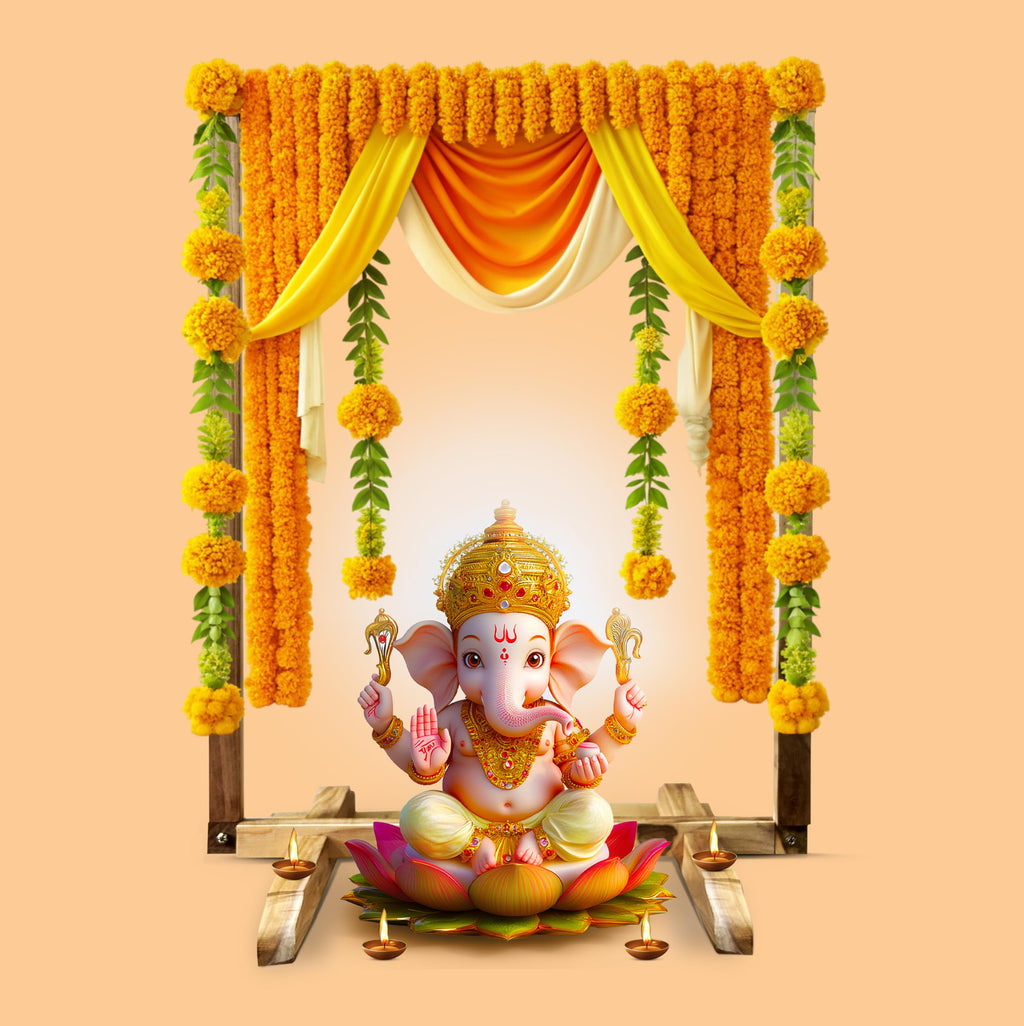 Backdrop Stand for Pooja Decoration/Foldable Wooden Mandap Backdrop for Ganesh Pooja, Durga-Laxmi Pooja, Diwali Festive Decoration Item (Wooden)