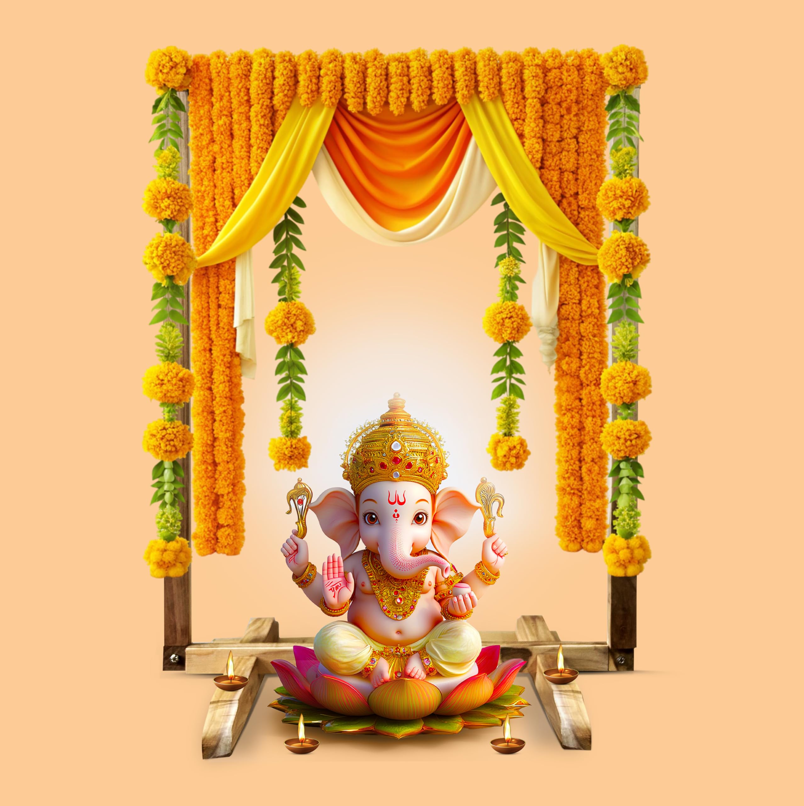 Backdrop Stand for Pooja Decoration/Foldable Wooden Mandap Backdrop for Ganesh Pooja, Durga-Laxmi Pooja, Diwali Festive Decoration Item (Wooden)
