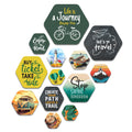 Artvibes Life is a Journey Travel Quote Hexagon Shape MDF Wooden Wall Decor Items | Quotes Decor Item | Traveller Quotes Wall Art | Wall Illustrations | Home Décor | Unique Gift (WPS_228N), Set of 13