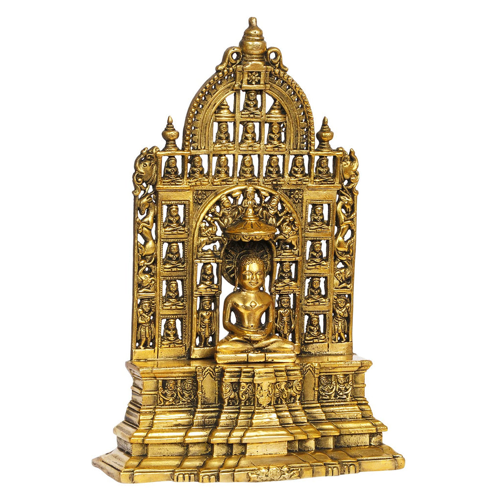 ARTVARKO Pure Brass Mahavir Swami 24 Jain Tirthankar Murti Lord Mahaveer Ji Jain Puja Décor & Gift 12 Inch