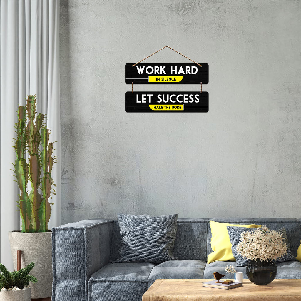 Artvibes Work Hard Motivational Quote MDF Wood Wall Hanger Ornaments | Quotes Decor Item | Motivational Wall Decor | Wall Poster | Graphic Art | Gift Items | Office Wall Decoration Items (WH_5406N)