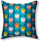 Vendola Tulips Satin 250TC Cushion Pillow Covers, Peach, Set of 5 (24X24 Inches, Tulips)
