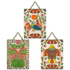 Artvibes Birds & Fish Traditional Indian Folk Art Home Decorative MDF Wooden Wall Art for Home | Office | Cafe | Aesthetic Wooden Decor | Graphic Artwork | Unique Gift Items (WH_9636N), Set of 3