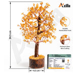 Axilla Natural Citrine Crystal Tree with Wooden Base | Merchant Stone of Abundance & Financial Growth | Feng Shui Good Luck Tree Showpiece for Office Desk, Shop Counter & Living Room