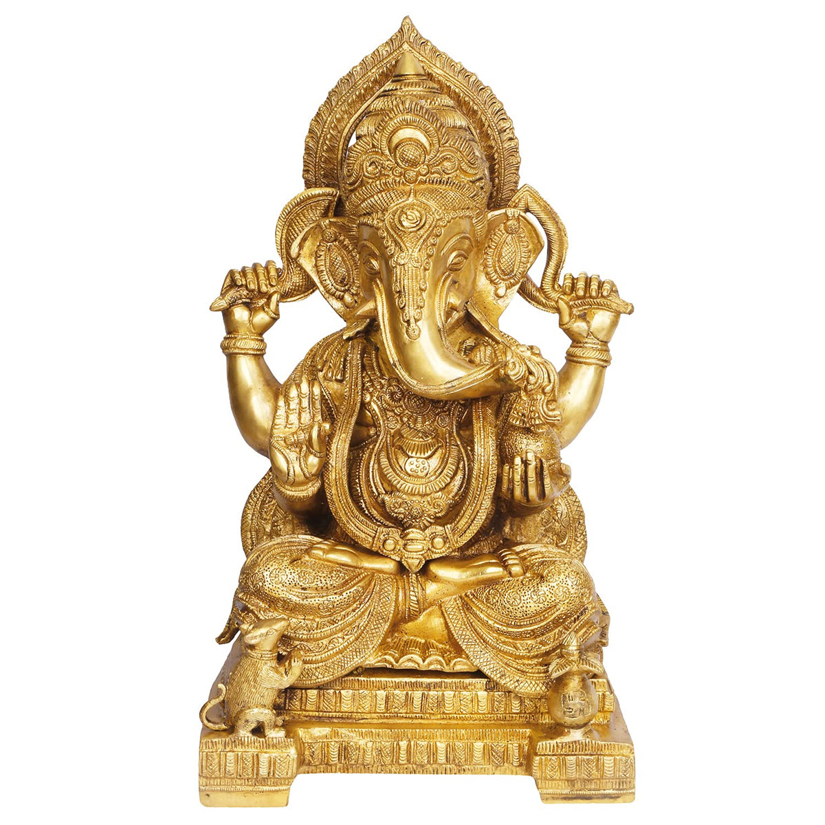 ARTVARKO Big Brass Lord Ganesha Bhagwan Idol Mangalkari Ganesh Statue Sitting for Home Decor Entrance Decor Gift 18 Inches