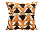 Khooti Velvet Cushion Cover, 24x24 Inch (Triangular Umber)(Pack of 1)
