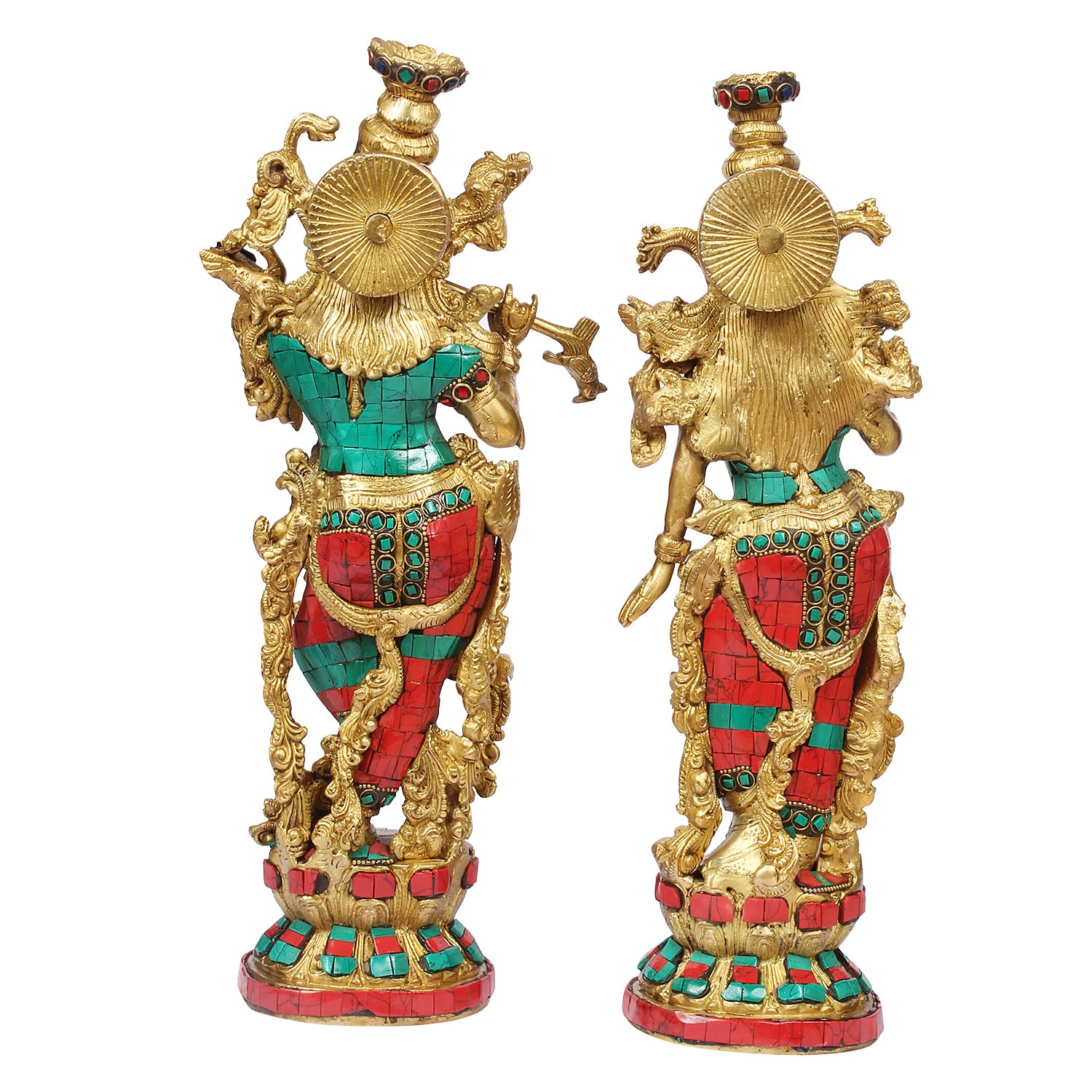 Svarup Brass Radha Krishna Murti Big Size Idol for Gift Height 14 Inch Weight 7.2 Kg Multicolor