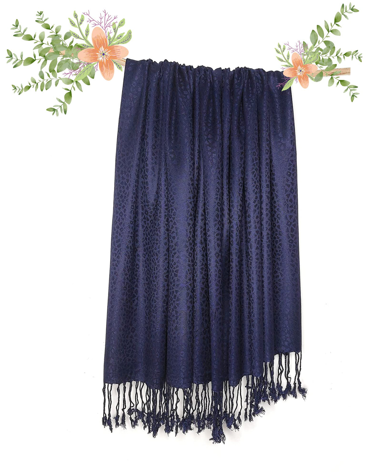 Chandwasia Viscose Scarf Stole & Shawl | Travel Office Casual Styling For Girls Women Men Summer Winter Use | Navy Blue | Viscose Fabric | 28x72 Inches | Self Design Sent Randomly
