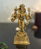 SVARUP Brass Idol Kaal Bhairava Mahakala Bahirav Hindu Tantric Deity, Avatar of Siva Golden 5 Inch