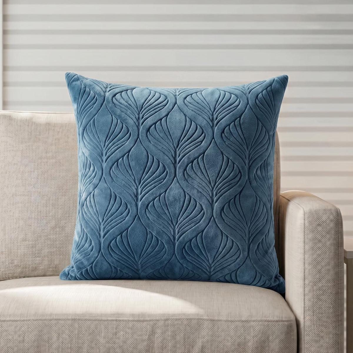 Yellow Weaves Jacquard Cushion Covers | Sofa Cushion Covers | Throw Pillow Cover for Sofa, Couch, Living Room| Removable & Washable | 16x16 Inches, 1 Piece (Teal Blue)