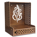 EXPRO Wooden Wall Mounted Pooja Mandir for Home & Office, Wooden Temple for Home Decor Hanging Pooja Stand for Idols | Height: 5 | DIY (Do-It-Yourself) (Height 41 | Ganesh Ji Design-2)