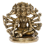 ARTVARKO Brass God Panchmukhi (Five Faced) Bajrangbali Sankat Mochan Hanuman Idol Statue Murti for Home Office Entrance Decor Temple Puja 4 Inch