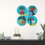Artvibes Folk Art Decorative Wall Hanging Ornaments | Modern Decoration Items | Living Room | Bedroom | Office | Art Print | Aesthetic Wooden Decor | Handcrafted Art | Ideal Gifts (WH_8428N), Set of 4