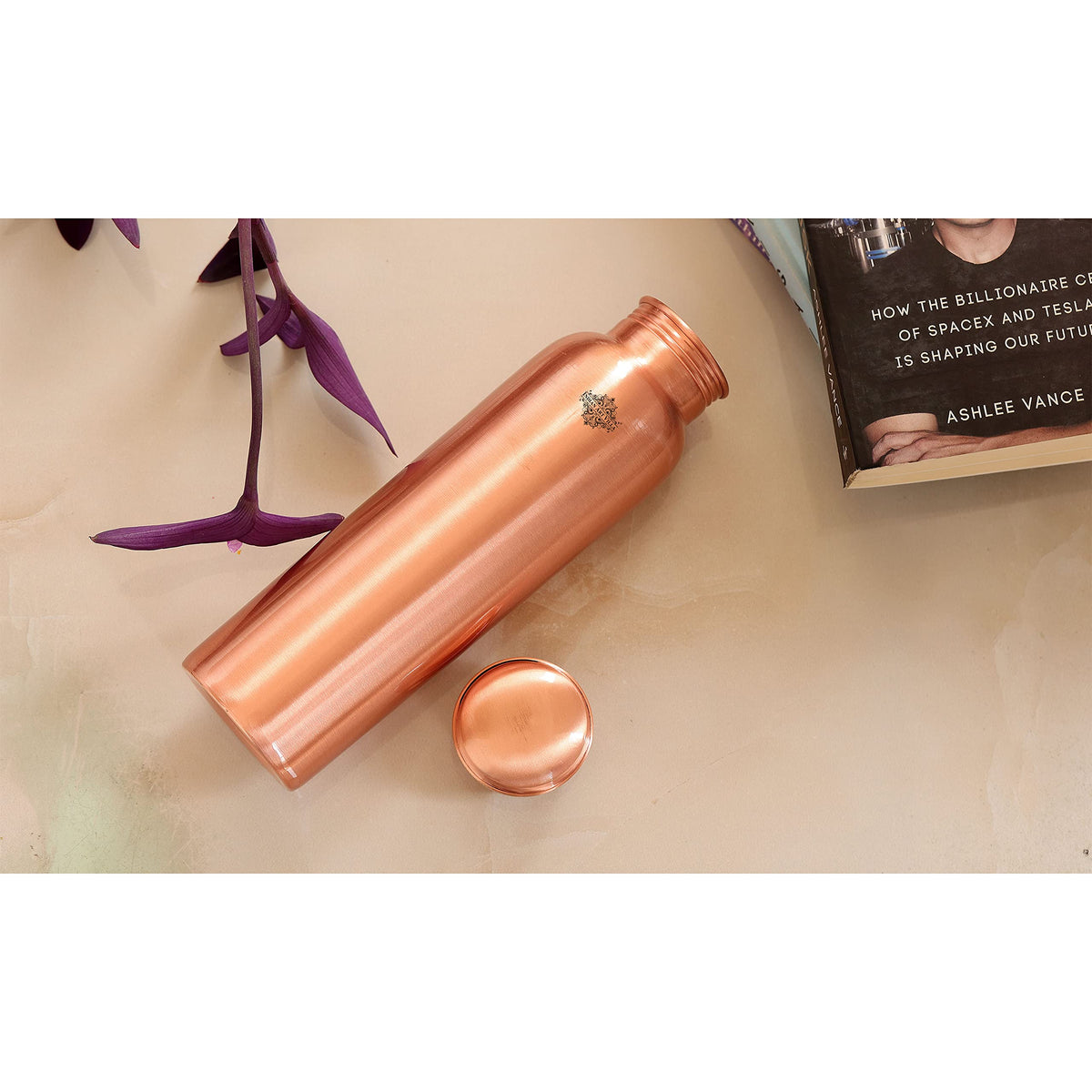 INDIAN ART VILLA Pure Copper Water Bottle With Plain Matt Finish Design, Drinkware, Storage Purpose, Volume-300 ML, Pack of 1