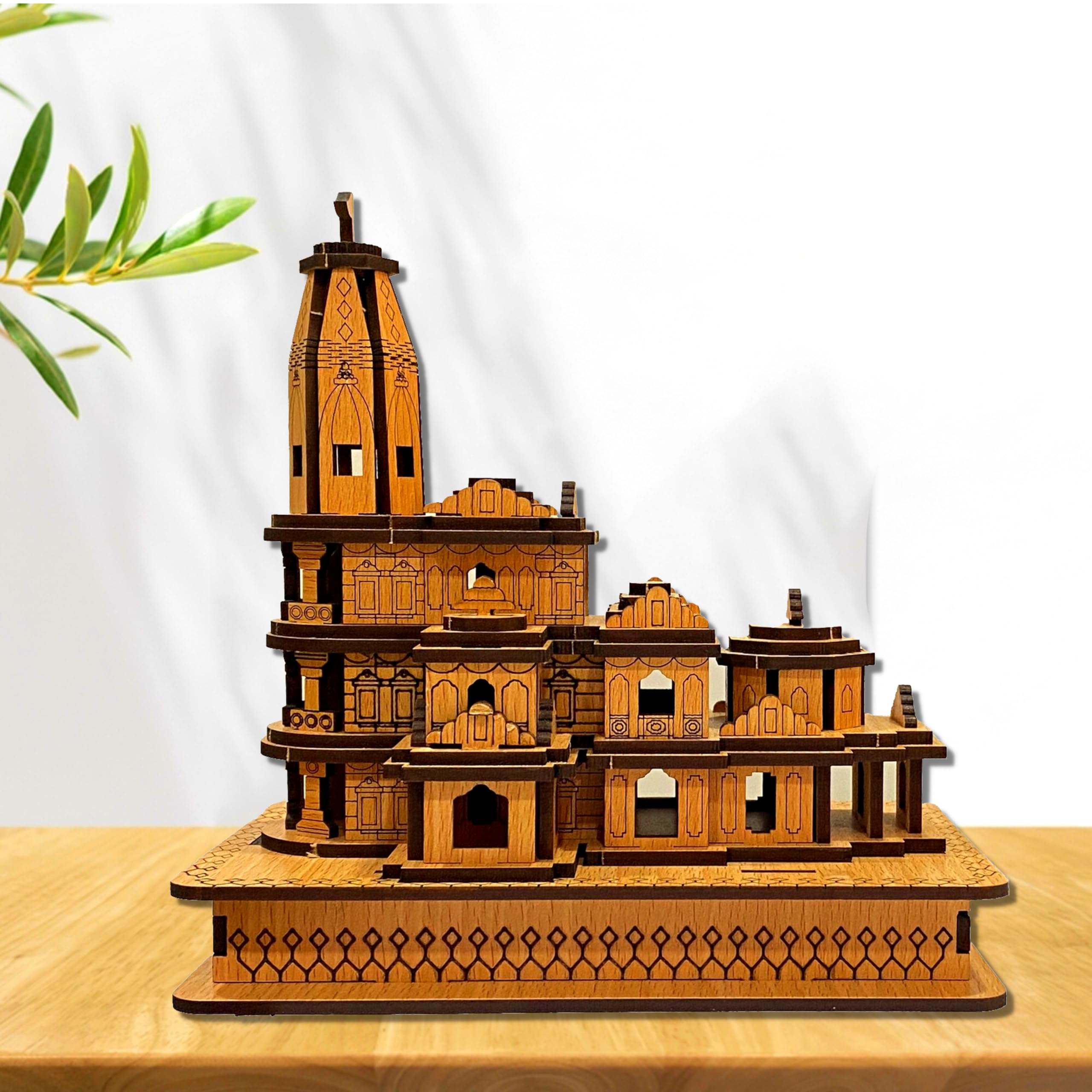EXPLEASIA Ram mandir Ayodhya 3D Wood Temple Model for Home Office and Shops Decoration