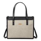EMPOLUXE Tote Handbag for Women, Ladies Purse for Women, Stylish Office Tote Bag, Latest Women's Handbag with Bag Organiser, Shoulder Bag for Daily Use & Gift for party and travel, beige and black