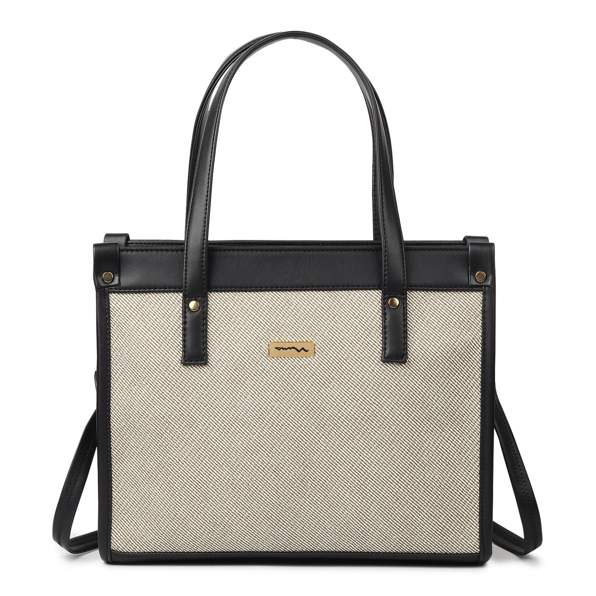 EMPOLUXE Tote Handbag for Women, Ladies Purse for Women, Stylish Office Tote Bag, Latest Women's Handbag with Bag Organiser, Shoulder Bag for Daily Use & Gift for party and travel, beige and black
