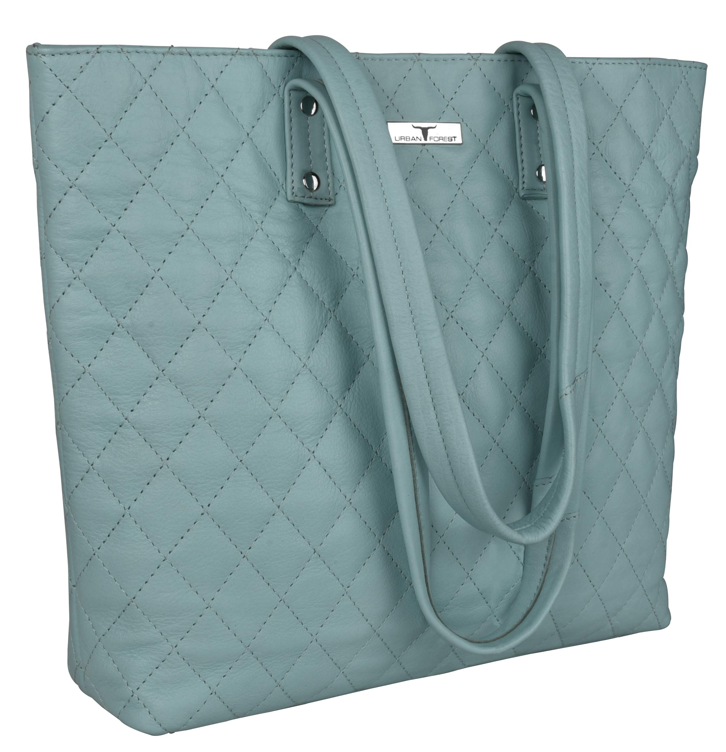 URBAN FOREST Nancy Pastel Blue Quilted Leather Handbag for Women