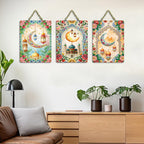Artvibes Decorative Mosque Decorative Wall Hanging Wooden Art Decoration item for Living Room | Islamic Decoration | Wall Poster| Stylish Modern Decor Item | Gift Items (WH_96189N), Set of 3