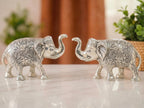 KridayKraft Elephant showpiece Figurine Small Size Statue Silver Polish 2 pcs Set for Enhance Your Home,Office Table Decorative & Gift Article,Animal Showpiece Figurines...