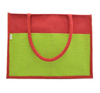 JUTEKA Multicolor spacious Jute Bag with Zipper Closure, Full Size Front Pocket and Large Handles…