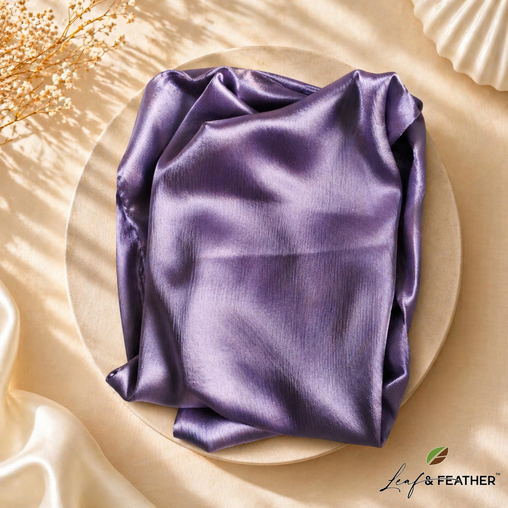 Leaf & FEATHER™ Muna Satin Hijab Scarf for Women | 200 x 70 cm | Silky Smooth & Lightweight | Daily and occational wear (Lavender)