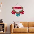Artvibes Welcome Our Happy Place Wooden Wall Hanger for Gateway | Quotes Decor Item | Door Quotes Hanging | Wall Poster | Modern Decor Items | Gift Items for Home Decor | Wall Accent (WH_6420N)