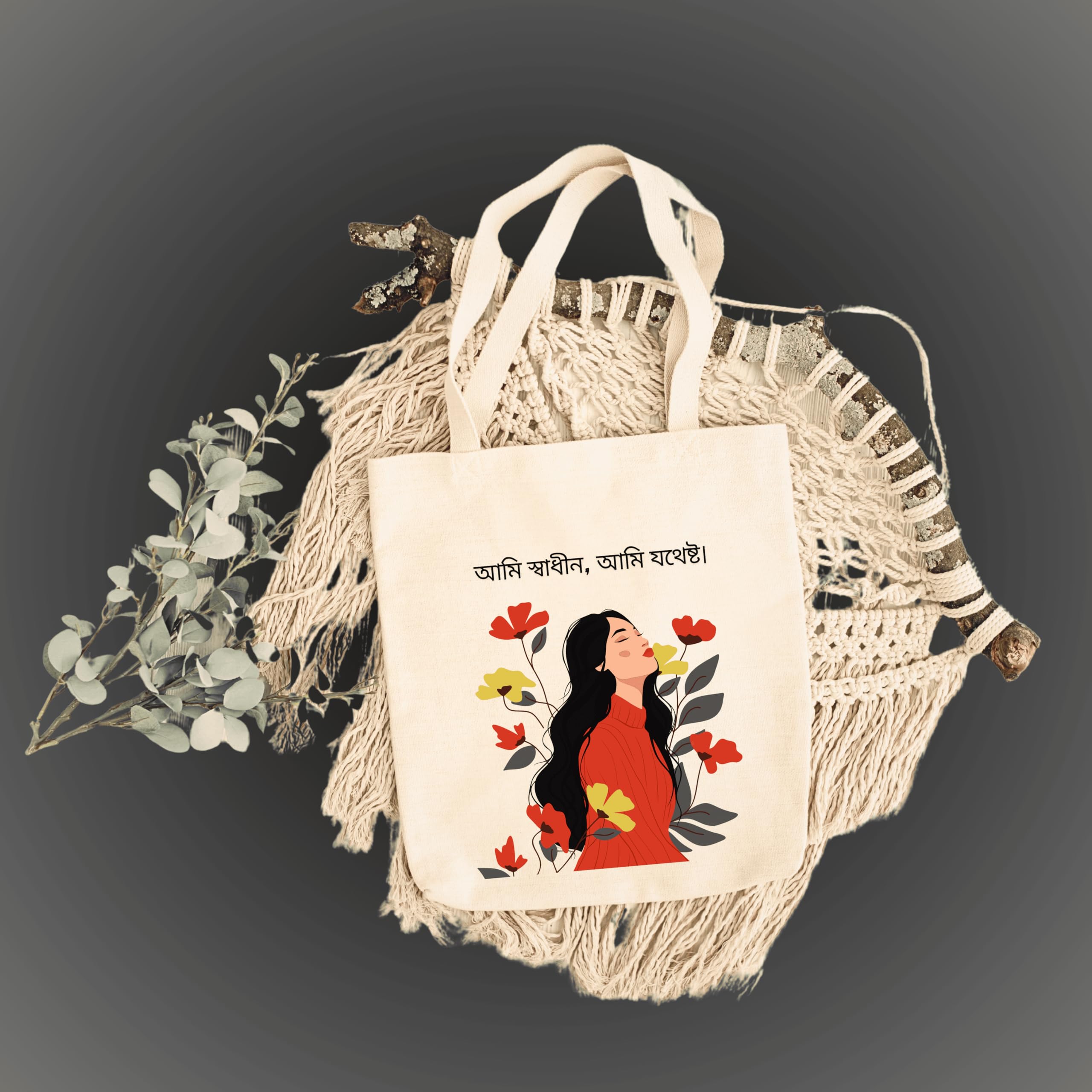snapiq COTTON 350 GSM Canvas Tote Bag for Women and Girls Thick Fabric with Zipper (Beige, Girl1)