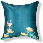 Vendola Decorative Satin Sofa Cushion Covers Set of 5, 20 Inch x 20 inch, Sofa Pillow Cover, Ethnic Festive, Multicolor, Swan, Rajasthani Design Zipper Closure (Sahliyo Ki Bari, 20X20 Inches)