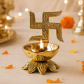 Behoma 100% Pure Brass Swastik Diya for Puja
