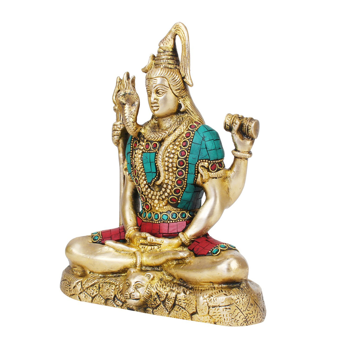 SVARUP Lord Shiva Brass Blessing Bhagwan Shiv Murti with Trishul Statue Home Decor Mandir Puja 8 Inch Multicolor 1 Pcs