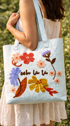 ABSTRACT INDIA Handcrafted Shoulder Tote Bag with Zipper Closure | Cotton Canvas Breathable fabric | Travel, Office, College & Daily Use Tote Bag for Women