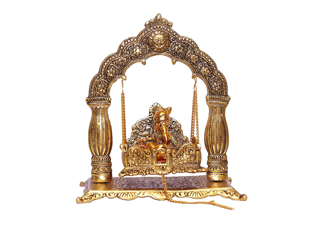 KridayKraft Metal Laddu Gopal Palna,Krishna Jhula Metal Statue for Temple Pooja,Laddu Gopal Jhula,Decor Your Home &Religious Idol Gift Article,Showpiece Figurines,God Idol...