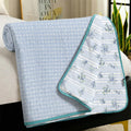 Story@Home Dohar Single Bed 100% Cotton AC Blanket for Summer|144x220CM, 150GSM Ac Comforter and AC Blanket for Summer | White & Light Blue Floral Pattern Reversible Duvet Quilt All-Season Blanket Kafalo