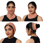 KETKAR Women's Spring Summer Face Scarf Bandana Net Mask Soft Cashmere Neck Scarves_Free Size(Pack Of 02,Green And Beige)