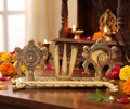 KridayKraft Metal Tirupati Balaji Yantra Shankh Chakra Tilak Namah Symbol Gold Plating Antique Decorative for Home & Office Table Showpiece Figurines