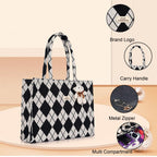 FXR FXRAINBOW Women's Tote Bags - Stylish Handbags for Office, College & Party Use | Spacious & Trendy Shoulder Bag for Work (BLACK BEIGE)