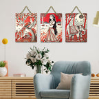 Artvibes Traditional Indian Nature Wall Decor Decorative Wall Art MDF Wooden Wall Hanger for Living Room | Home Decor | Wall Accent | Aesthetic Wooden Decor | Ideal Gifts (WH_96107N), Set of 3