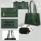 RICHSIGN LEATHER ACCESSORIES Full-Grain Natural Leather Top-Handle satchel Handbags & Shoulder tote Bags For Women (Dimension- L-13 X H-10 x W- 5 Inch | Weight- 0.8 KG / 800 GR (GREEN)