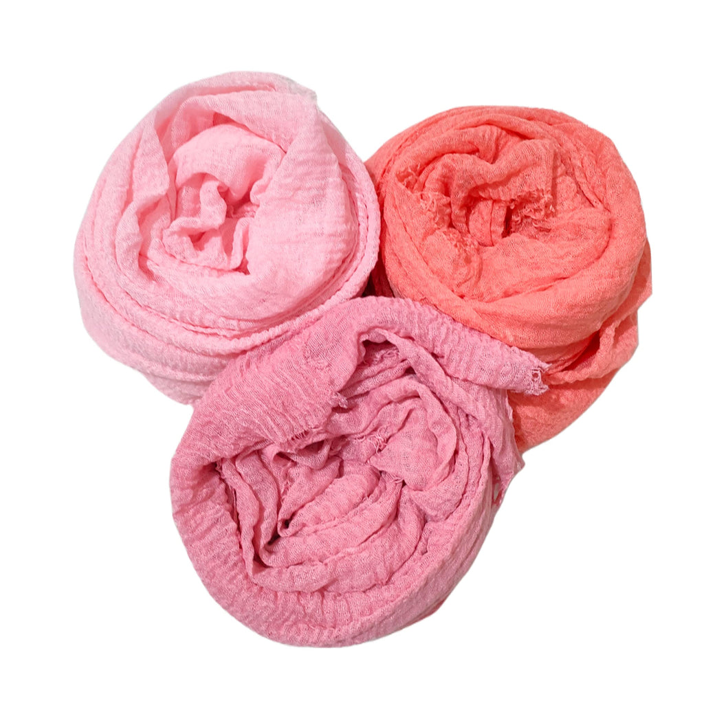 Iba & Isba Women's Plain Crinkled Scarves, Stoles, Hijab (76 x 36 inch) (Peach1)