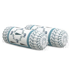 BLOCKS OF INDIA Cotton Hand Block Printed Bolster Cover | Booster Cover with Drawstring | Round Long Pillow Cover for Bed | Dewan Pillow Cover Set 16 X 32 | Set of 2 (Grey Patti)