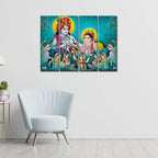VIBECRAFTS 4 Pieces Beautiful Radha Krishna Canvas Wall Painting Fitted With Wooden Frame For Home | Office | Living Room | Gift(PTVC4Pcs1_13511)